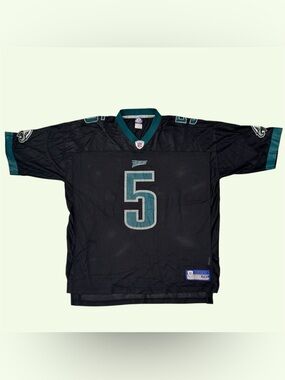 Vintage 90s Y2K Reebok NFL Philadelphia Eagles #5 McNabb Mesh Jersey Black 2XL